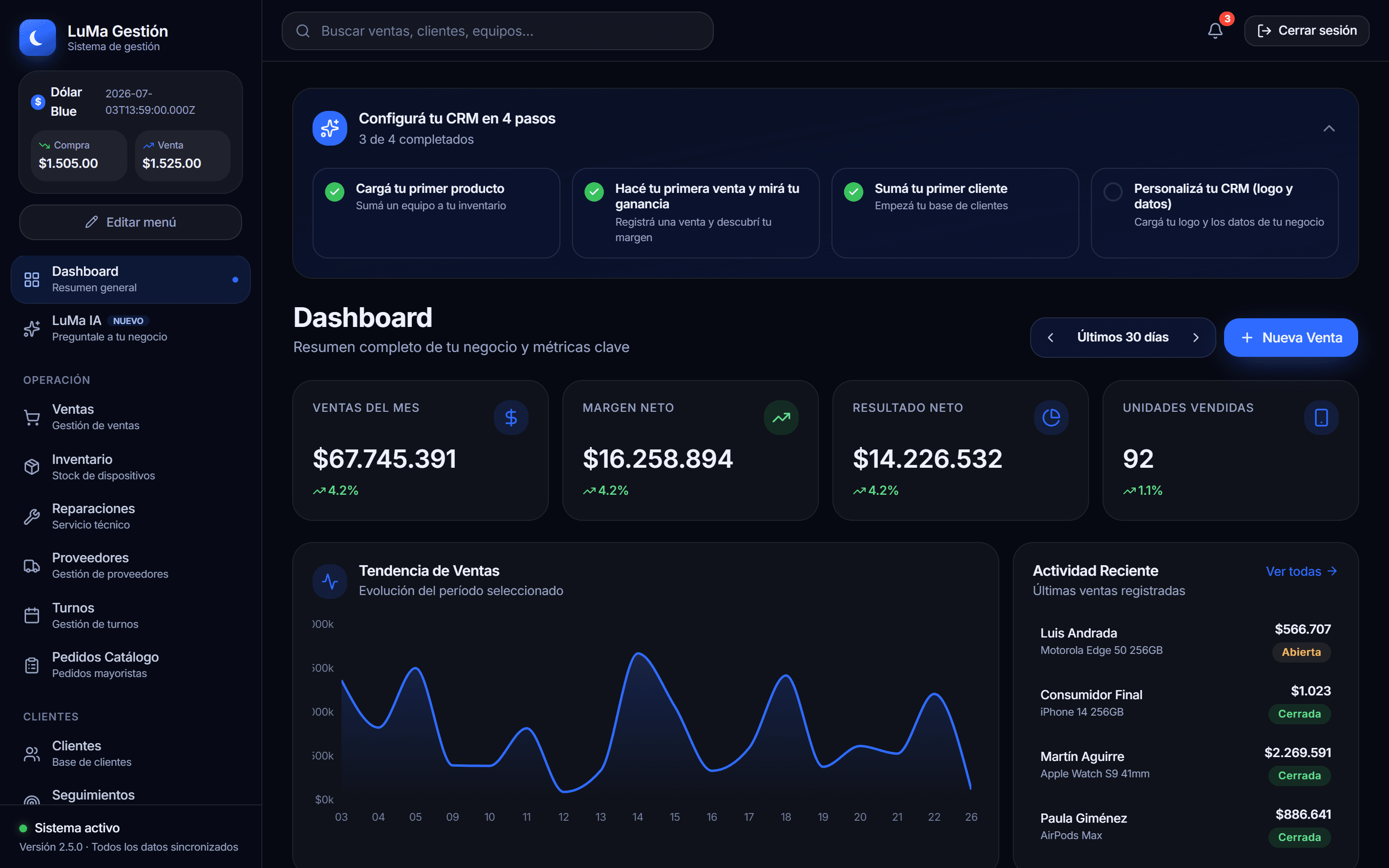 LuMa Gestión dashboard